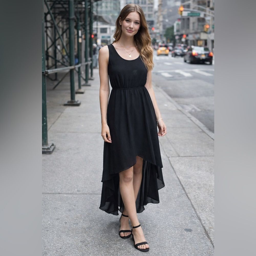 High-low Black Sleeveless Maxi Dress Size Medium